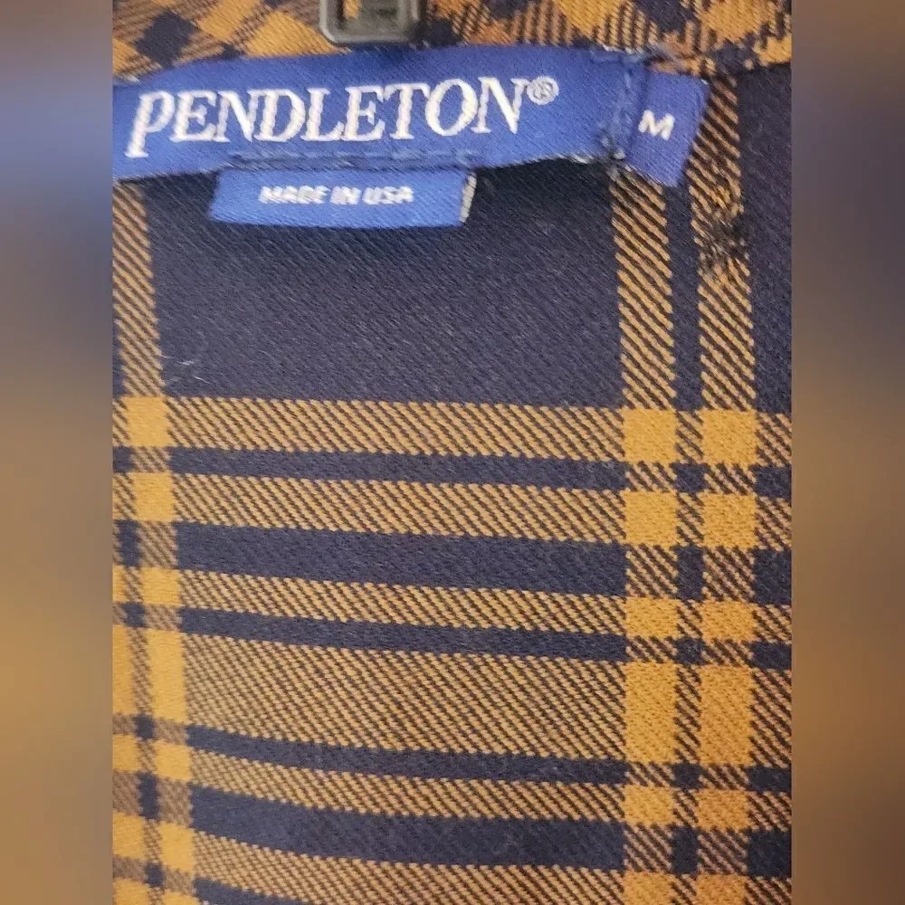 Pendleton M NavyBrownPlaid Shrtslv BeltPockets VirginWool WomenOpenedCardiganUSA
